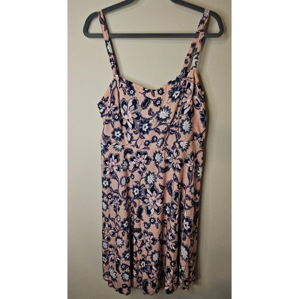 Torrid Dress Women 0 Large 12 Peach Floral Challis Sweetheart Neckline Mini